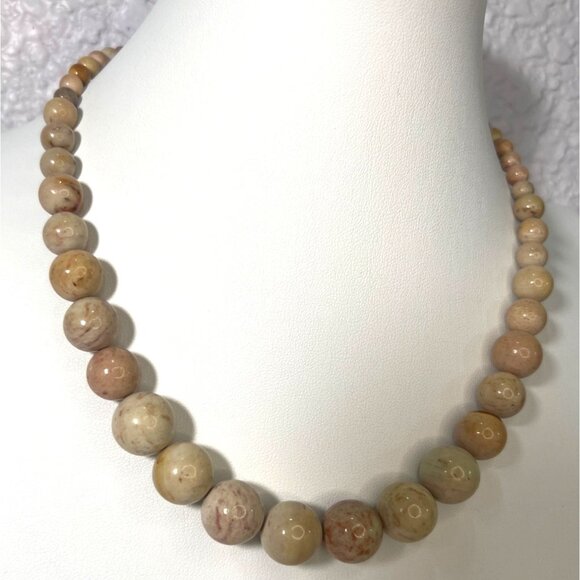 DTR Jay King Jasper Bead Necklace Natural Stone Graduated Rounds 61g Vtg Boho - Picture 6 of 9